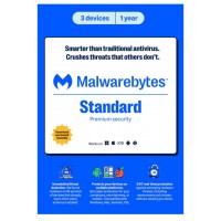 Malwarebytes Premium V3 3-device 1-YEAR Bilingual (En/Fr) Retail Package Product Key Card (PC/MAC/Android) 