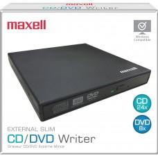 (USB2.0) Maxell 199695 External Slim 8X DVD Writer, New