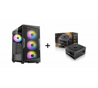 Antec AX61 Elite 4x120mm ARGB Fans-Glass Panel ATX Gaming Case (Black) + Antec 750W 80+Bronze PCIE5.1 Non-Modular ATX3.1 Power Supply - Black
