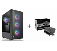 Thermaltake S200 (BLACK) ARGB Fan x4 ATX Case CA-1X2-00M1WN-01 + Thermaltake BX3 650W 80+Bronze Non-Modular ATX3.1 Power Supply (NEW)