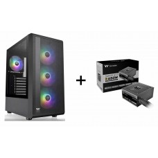 Thermaltake S200 (BLACK) ARGB Fan x4 ATX Case CA-1X2-00M1WN-01 + Thermaltake BX3 650W 80+Bronze Non-Modular ATX3.1 Power Supply (NEW)