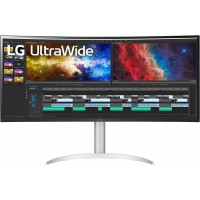 LG UltraWide 38WP85C-W 38 Inch WQHD (3840x1600) 5ms 60Hz Curved Monitor, USB-C, White with Stand Silver