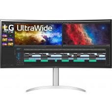 LG UltraWide 38WP85C-W 38 Inch WQHD (3840x1600) 5ms 60Hz Curved Monitor, USB-C, White with Stand Silver