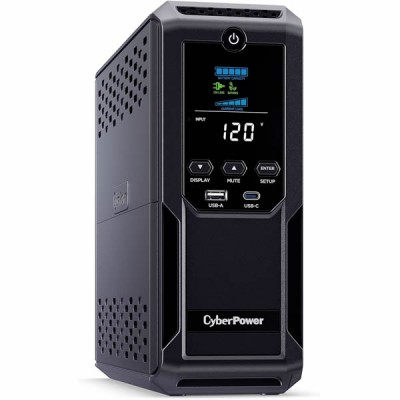 CyberPower CP1500AVRLCD3 Intelligent LCD UPS System, 1500VA/900W, 12 Outlets, AVR, Mini Tower, Black